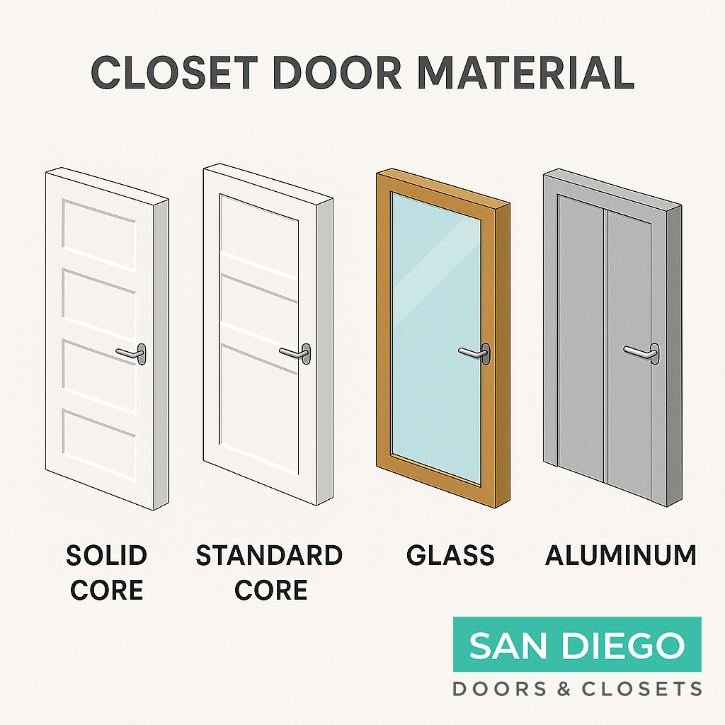 Closet Door Materials - Solid Core, Standard Core, Glass, and Aluminum
