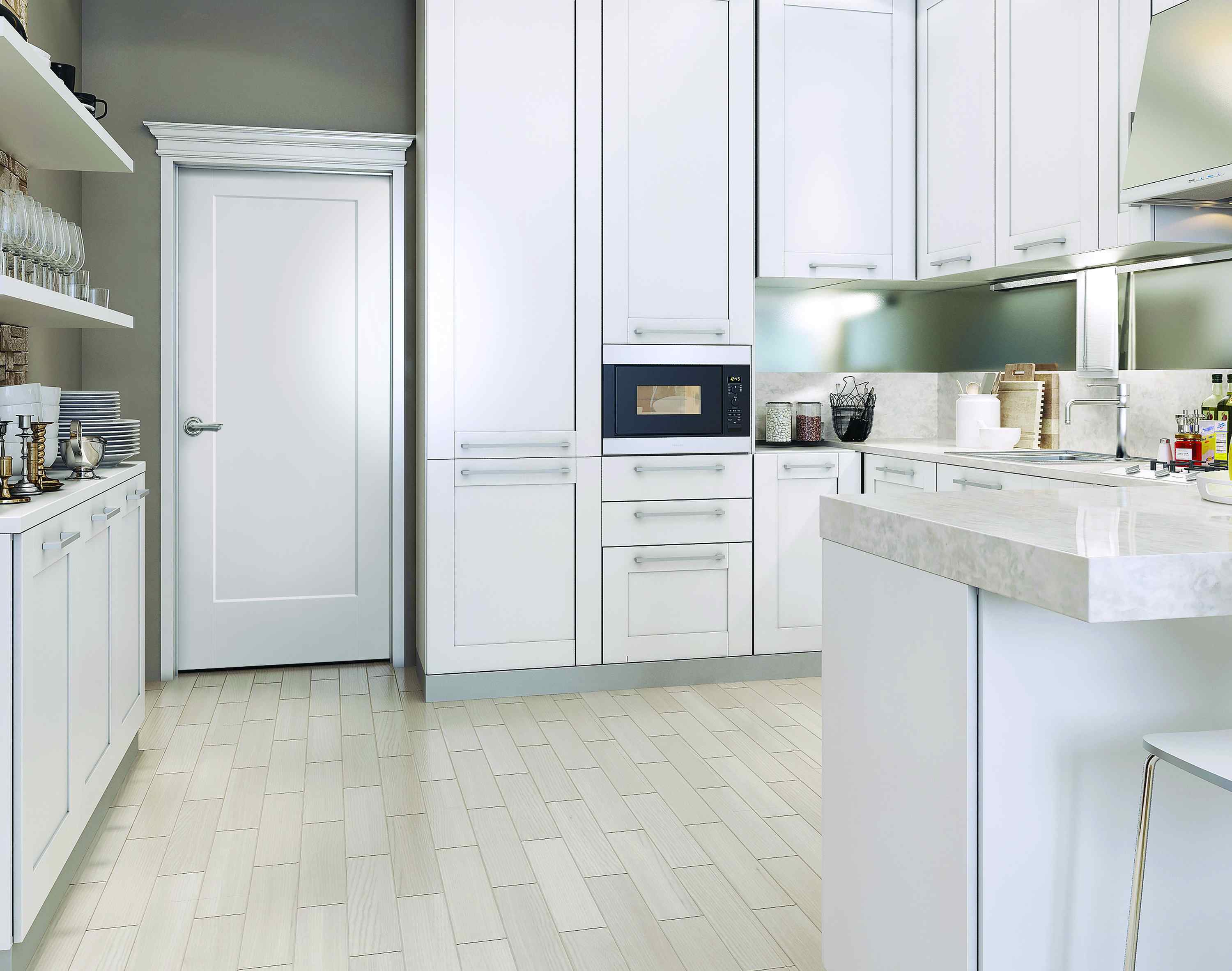 Cape Cod style doors in coastal kitchen design