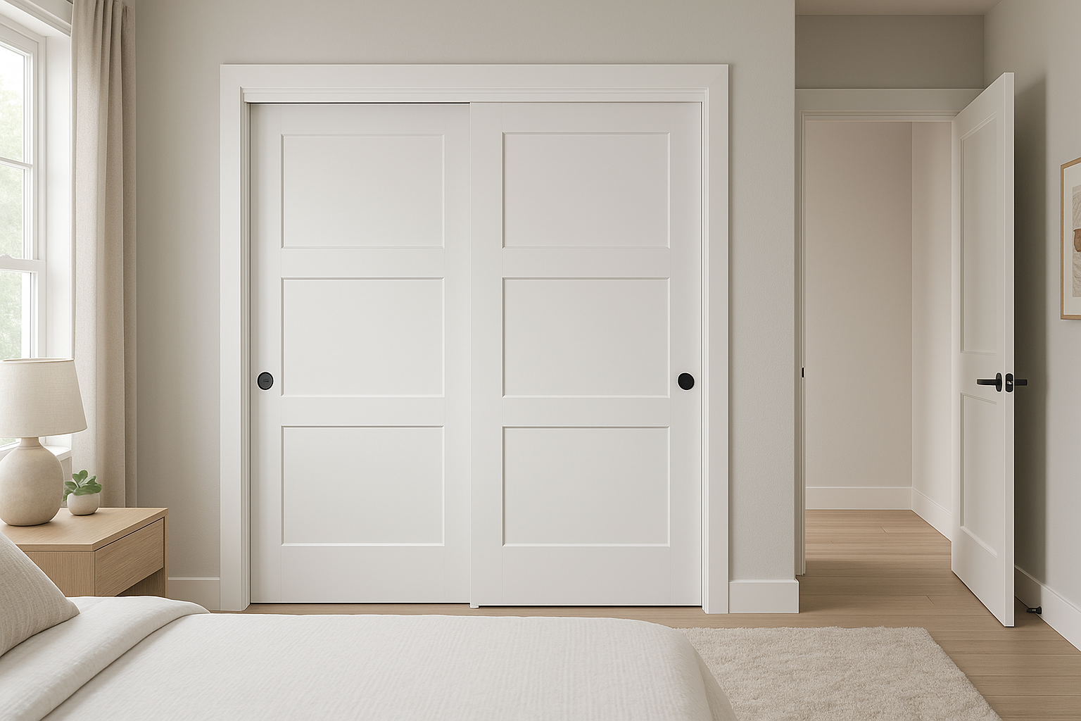 Saratoga Style sliding closet doors in bedroom